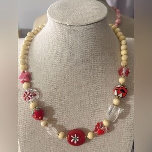 Handcrafted Wooden and Ceramic Beaded Necklace